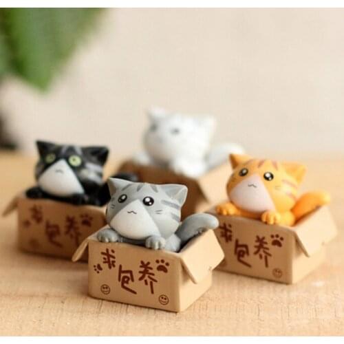 Lovely Cartoon Cat Micro Landscape Kitten Miniature Craft Garden Bonsai Mini Resin Home Decorations Accessories Gift Figurines