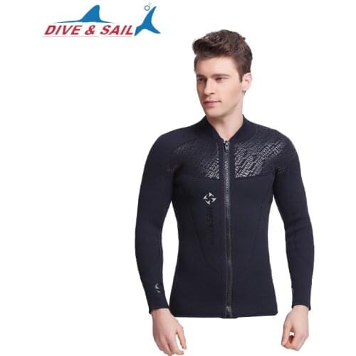 3mm Neoprene Jacket Wetsuit Top Black Front Zipper for Men Diving Suit Long Sleeve Swimming Surf Spearfishing wetsuit