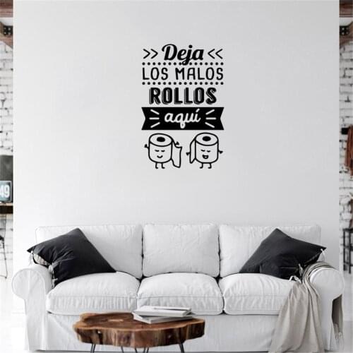 Spanish Quote Wall Stickers Deja Los Malos Rollos Wall Decal For Office Room Living room Vinyl Wallpaper Mural RU4088