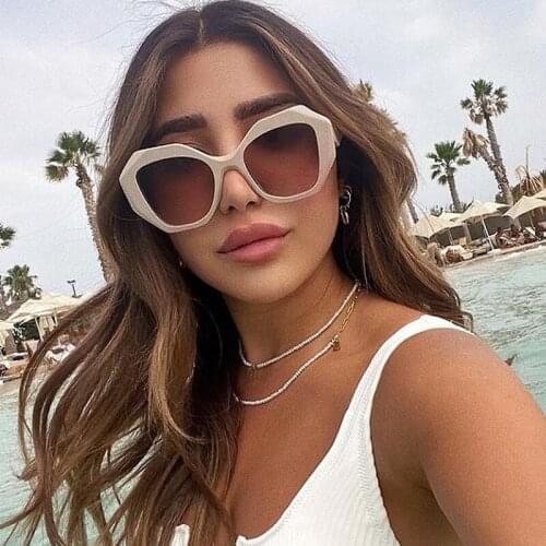 2021 New Cat Eye Sunglasses Fashion Brand Designer Black Polygon Sun Glasses For Female Vintage Irregular Glasses UV400