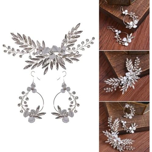 Newly Side Hairpin Set in Rhinestone Flower and Leaf Fashion Elegant Simple Accessory for Bride and Bridesmaids