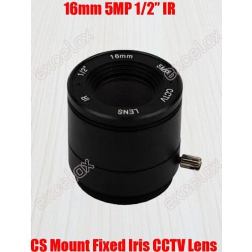5MP 1/2" 16mm CS Mount CCTV Camera Lens Fixed Iris IR Multi-layer Coating for 1080P 2MP 3MP 4MP 5MP Box Body Camera