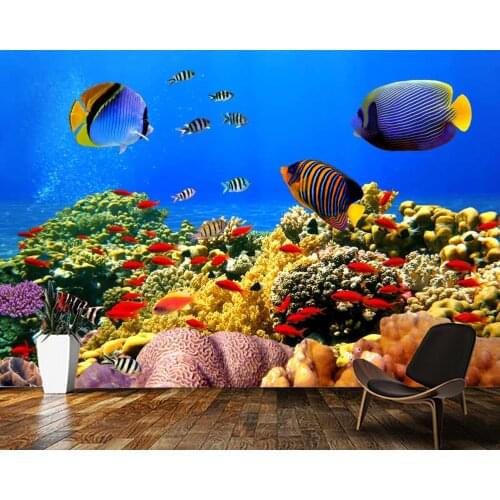 Papel de parede Various fishes coral reefs under the sea 3d wallpaper mural,living room tv wall bedroom home decoration