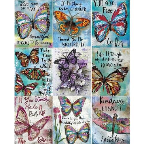 PDMDOG 5D Diamond Painting New Animal Pictures Of Rhinestones Diamond Embroidery Sale Colorful Butterfly Mosaic Decortion