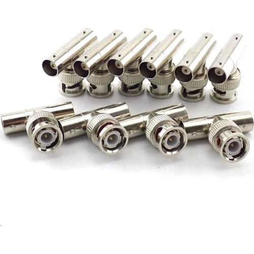 10pcs BNC Connector 1 Male to 2 Female Ends Coupler Adapter for CCTV IP Camera Security System