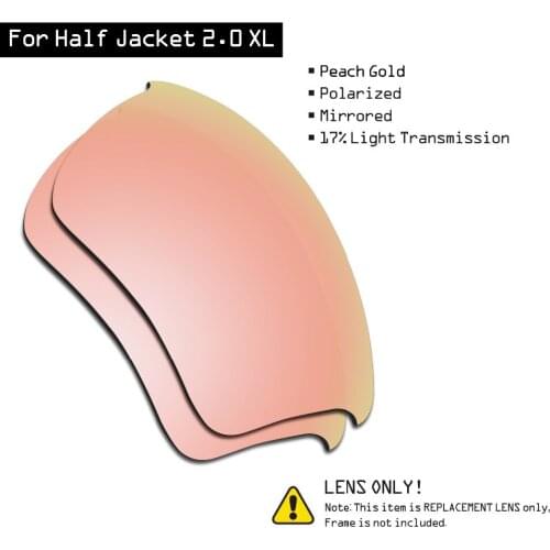 SmartVLT Polarized Sunglasses Replacement Lenses for Oakley Half Jacket 2.0 XL - Peach Gold