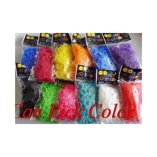 Mix multicolor 600 bands+24 S-Clips/pack, 12 pcak/lot Elastic Rubber Candy Bracelet Loom Bands Multy gift Silicone Christmas