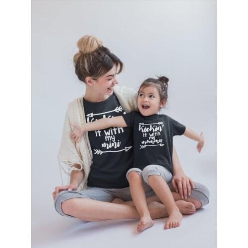 Kickin' It with My Mini Kickin' It with My Mama Mommy and Me Shirt Outfits Matching Mommy Daughter Son Tshirts Family Match Look