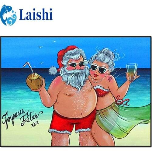Santa Claus, beach vacation Full Square Diamond Embroidery Diamond Painting Cross Stitch Picture of Rhinestones Christmas gifts
