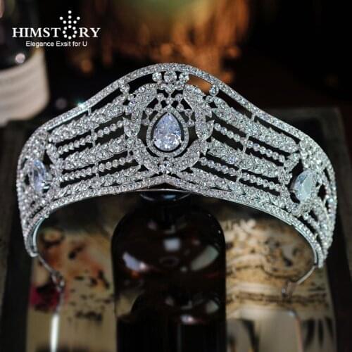 HIMSTORY Woman Gorgeous Bridal Hair Tiara Crown Headband Wedding Accessories Bride Queen Princess Pageant Hairwear Jewelries