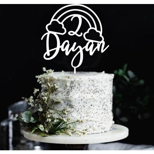 Rainbow Personalised Cake Topper Unique Acrylic Custom Name And Age Baby Shower For Boys Girls Birthday Party Decorations
