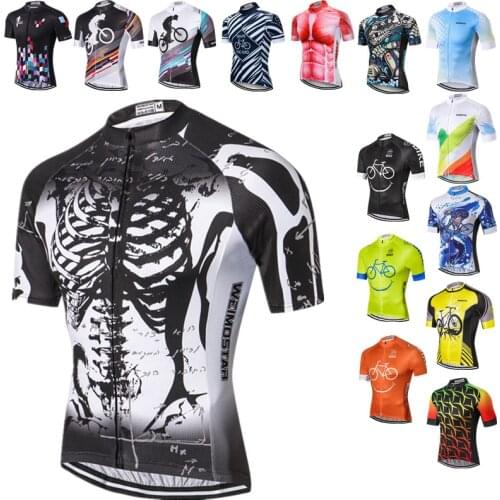 Weimostar skeleton Mens Cycling Jersey Tops Summer MTB Bike Jersey Pro Bicycle Shirt Breathable Cycling Clothing Cycle Wear