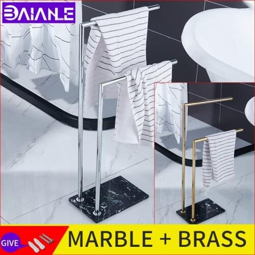 Bathroom Black Marble Towel Rack brass Stand Towel Hanger modern Bathtub towel rack towel bar accessories