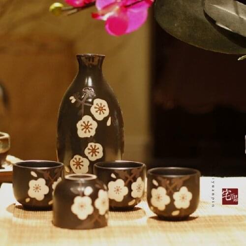 Japanese style hand-painted sake wine set gift box wine pot cup fruit wine dispenser liquor winebowl 5pcs/set