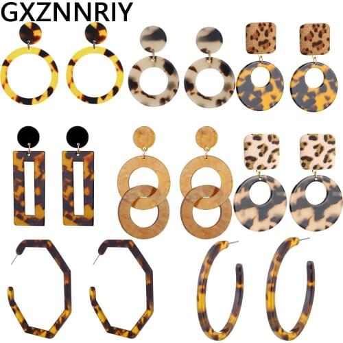 Leopard Acrylic Earrings for Women Accessories Geometric Drop Earring Statement Korean Round Dangle Earings Fashion Jewelry Gift