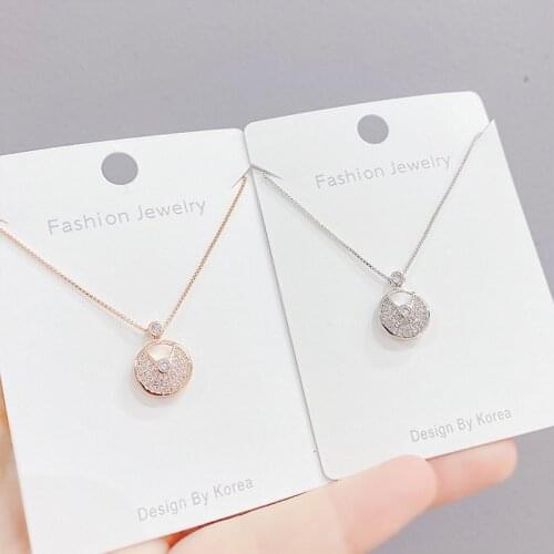 Korean Necklace Womens Simple Short Clavicle Chain Zircon Lucky Charm Pendant Necklace Student Jewelry