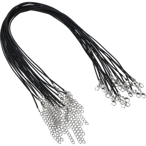 100pcs Black Wax Line Necklace Chain Pendant Charms Cord Beads String Lobster Clasp Strap Rope