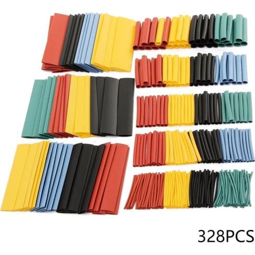 328Pcs/set Sleeving Wrap Wire Car Electrical Cable Tube Mixed kits Color Polyolefin Shrink Tubing 8 Tube Heat Sizes G1O8