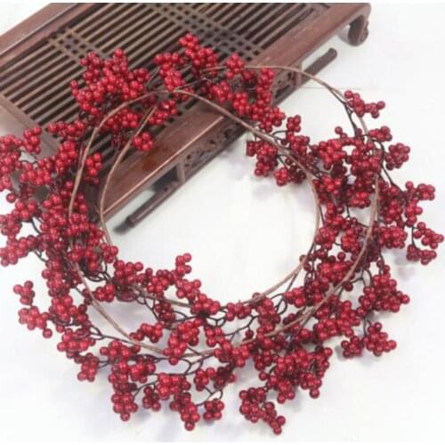 5.9 Ft Christmas Red Berry Garland Artificial Burgundy Red Pip Christmas Garland for Fireplace Decorations Holiday Decor
