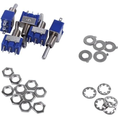 5 Pcs AC 3A/250V 6A/125V ON/ON SPDT Mini 2 Position Latching Toggle Switch