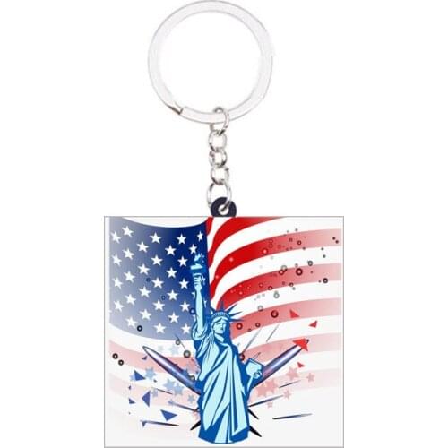 USA Statue Of Liberty Acrylic Keychain Car Pendants High Quality Enamel Best Friend Key Chain Accessories Keyring Men Toy