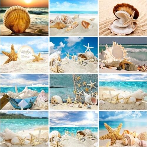 Diamond Painting 5D DIY Rhinestone Mosaic Sun Beach Shell Embroidery Exquisite Decoration Decoration Picture Can Be Customized