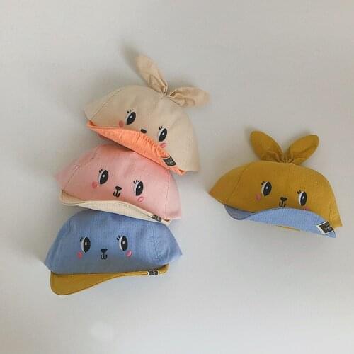 Spring Summer Baby Hats Lovely Cartoon Ears Patten Baseball Hats Cotton Kids Boys Girls Outdoor Sun Hats Peaked Cap