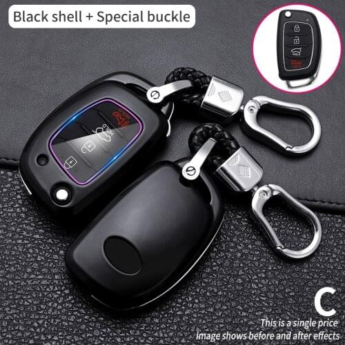 Carbon Fiber Key Case Car Cover For Hyundai Tucson TL Sonata Ix35 I40 I20 Creta Santa Fe GLS SPORT Elantra Flip Key accessories