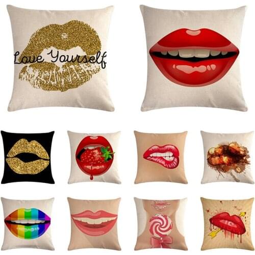 45x45cm Sexy Lip Letter Print Modern Pillow Case Cushion Cover Sofa Home Decor Pillowcase Home Decor ZY1033