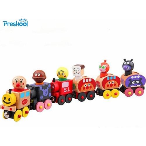 Preskool Baby Educational Toy For Children Wooden Magnetic Train Puppet Toy Shape Cognitive Model Drag Car Brinquedos Juguets
