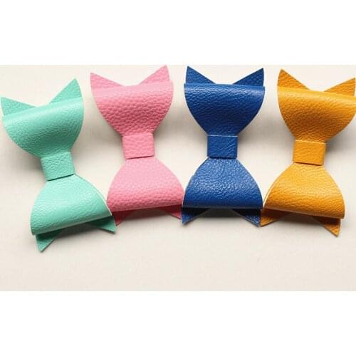 NEW 60pc/lot Synthetic Leather Big Bows Design Kids Hairpins Handmade Aritificial Felt Kid Hair Clips Lovely Bowknot Accessories