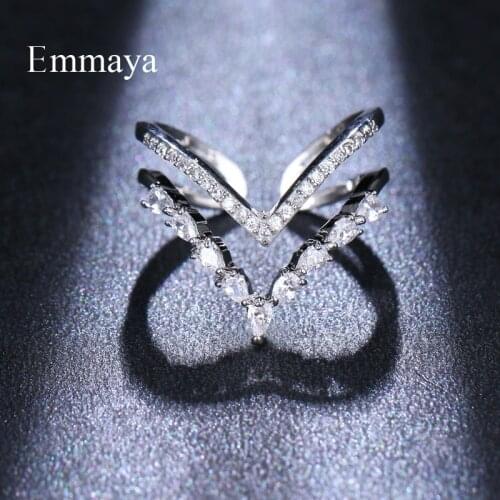Emmaya Shiny Taper Form Female Cubic Zircon Ring Rose Gold And Silver Color Exotic Style for Party