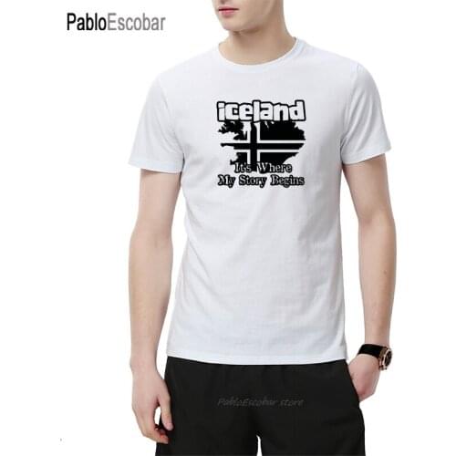 Iceland Where My Story Begins Letter Printed T-shirt Men Summer Short Sleeve Tops Funny National Flag T Shirts For Men