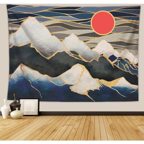 Snow Mountain and Sun Printing Tapestry for Livingroom Photography Wall Decor
