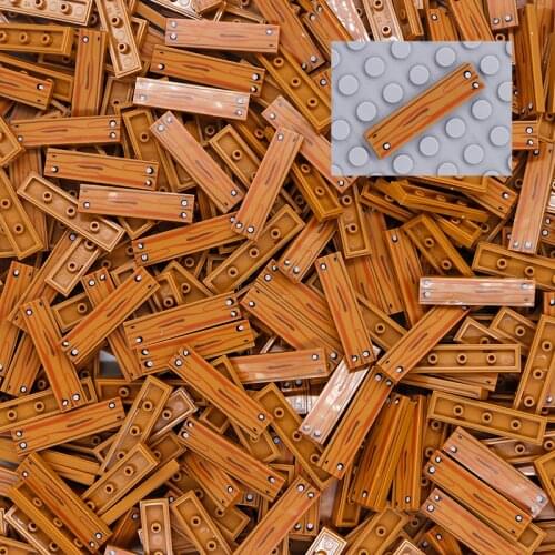 City Printed Tile 1x4 Building Blocks Friends Garden House Parts Wood Grain Nail Pattern Accessories MOC Bricks Toys Children