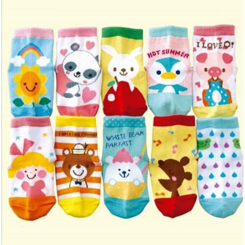 1-3 years old Cartoon children cotton socks anti-skid socks 10 pairs of children socks w056