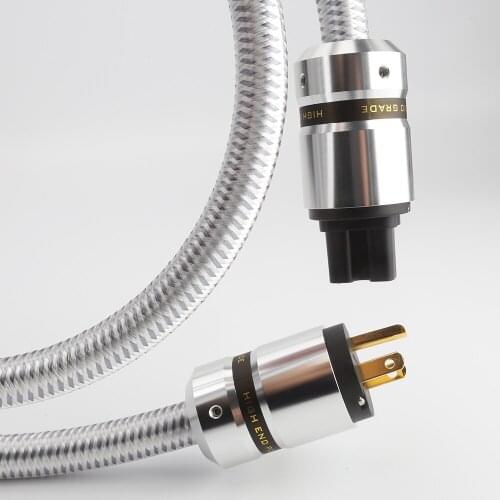 HiFi Audio AC Power Cable, Power Cord with 3-Prong US Version Gold Plated Plugs, 14AWG Audiophile Power Cord 125V 15A AudioPhile