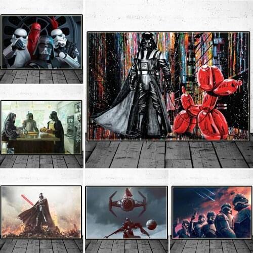 Star Wars Movie Posters Darth Vader Stormtrooper Retro Graffiti Canvas Painting Print Wall Art Cuadros Living Room Home Decor