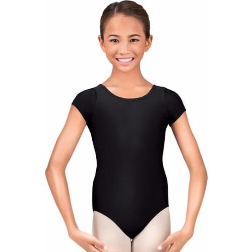 Short Sleeve Classic Girls Gymnastics Leotard For Toddlers Black Ballet Dance Leotard Lycra Dancewear Spandex Kids Leotard 3t