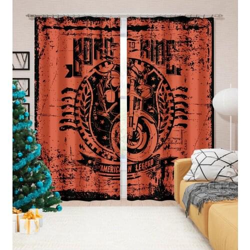 3D Printing Retro Locomotive City Pattern Printing Bedroom Living Room Blackout Curtain Set Bedroom with Hook Accessories