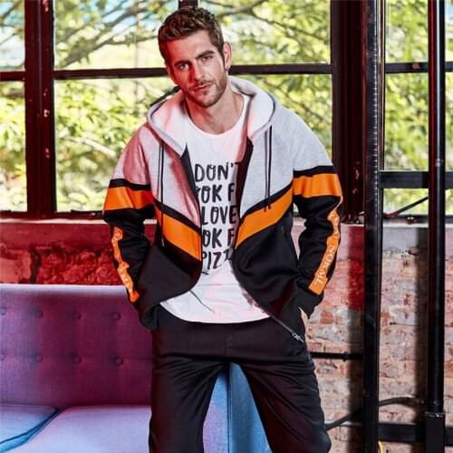 Grey Black Mens Tracksuit Jacket Pants Thicken Autumn Spring Sports Suit Sweatshirt Sweatpants Stitching Losse Fit Dress