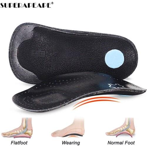 Superapeape Leather Orthotic Insoles orthopedic Flat Feet Heel Pain Arch Support For Man Woman Business Shoe insoles sole Insert