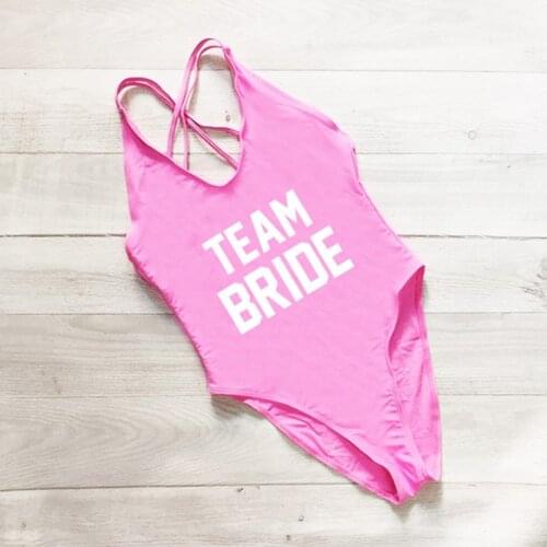 Swimming suit for women TEAM BRIDE One Piece Swimsuit Letters Print Backless Swimwear Bathing Suit Summer monokini Beachwear