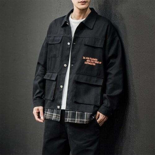 Mens Fashion Jacket Cargo Autumn Man Oversize Coat Casual 5XL Jacket for Men Mens Clothing Streetwear