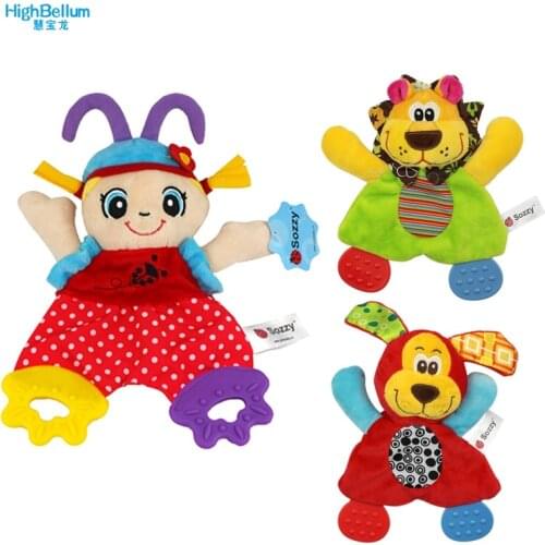 Hot New Baby Toys Soft Towel Handkerchief Sozzy Lion Dog Girl Teether Comfort Appease Playmate Plush Rattles Toy Newborn Babies