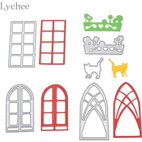 Lychee Life 5pcs Window Cat Metal Cutting Dies Stencils DIY Scrapbooking Album Decorative Embossing Paper Die Cutting Template
