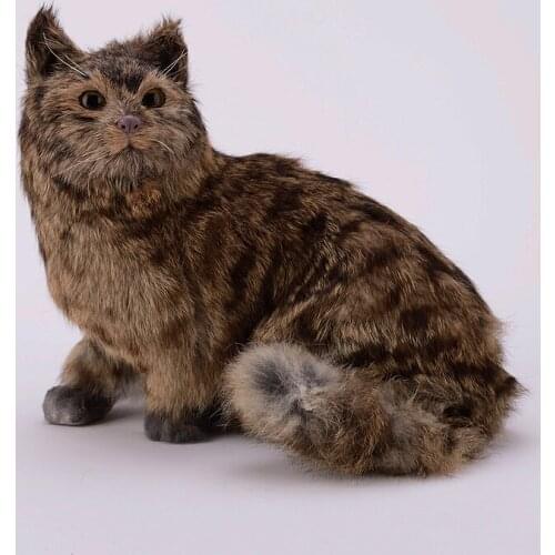 Simulation cute squatting cat 35x28x26cm model polyethylene&furs cat model home decoration props ,model gift d494