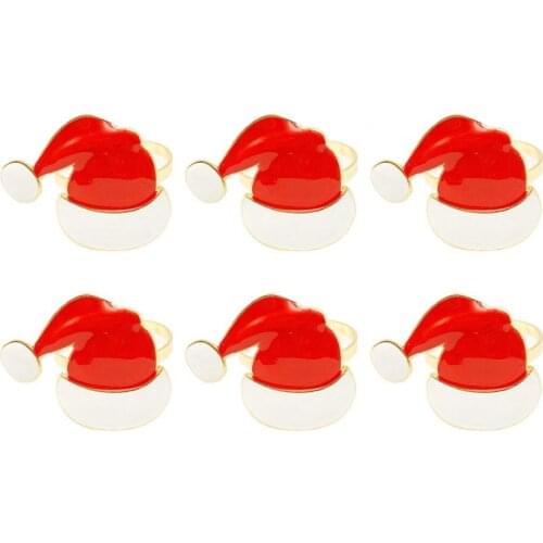 6pcs/set Napkin Rings Set Christmas Hat Shape Napkin Ring Holders Decorative Napkin Buckle Wedding Dinner Christmas Table