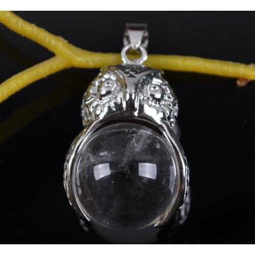 Natural Clear Quartz Crystal Bead GEM Pendant Jewelry For Gift Owl S962