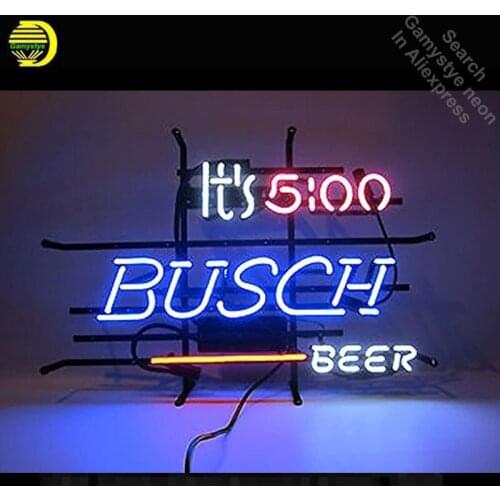 Neon Sign for Its 5 O'C lock Somewhere Busch Beer Neon Tube sign handcraft Neon signs Decorate Beer Bar pub room Art Lamps